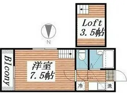 ハイツピアV(1K/2階)の間取り写真