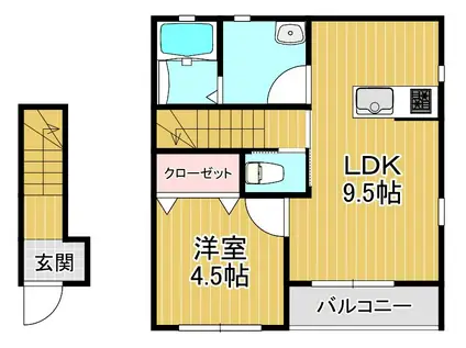 バームヒルズ(1LDK/2階)の間取り写真