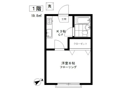 村岡荘(1K/1階)の間取り写真