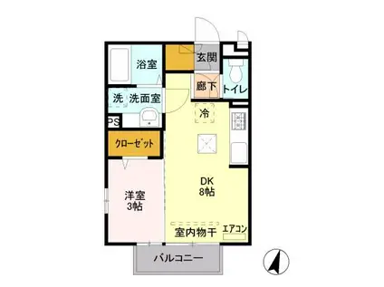 セントラルヴィレッジA(1LDK/1階)の間取り写真