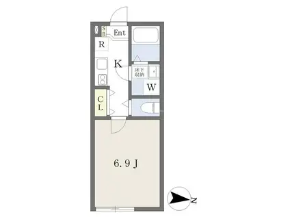 アフェット道場南2(1K/1階)の間取り写真