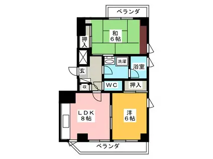 八王子ABSビル(2LDK/4階)の間取り写真