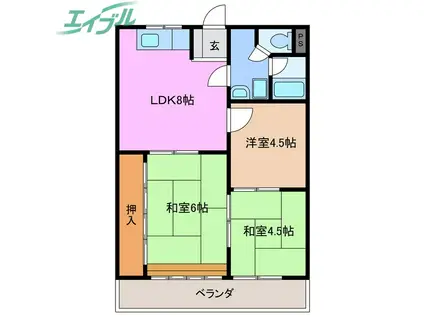 第2セントラルビル(3DK/4階)の間取り写真