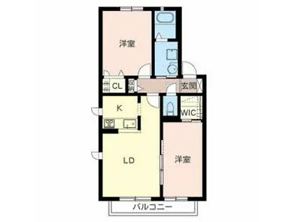 カーサベルデⅡ(2LDK/2階)の間取り写真