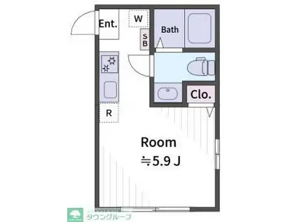 KA ノース HARBORII(ワンルーム/2階)の間取り写真