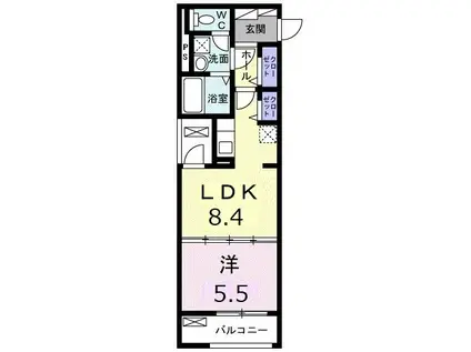 アコリエンテ(1LDK/2階)の間取り写真