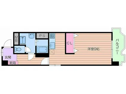 コーポイセマチ(1K/4階)の間取り写真