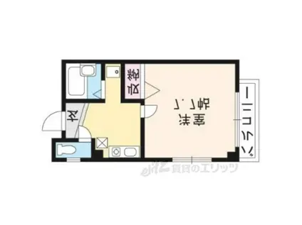 スウィートルーム聖護院西Ⅱ(1K/3階)の間取り写真