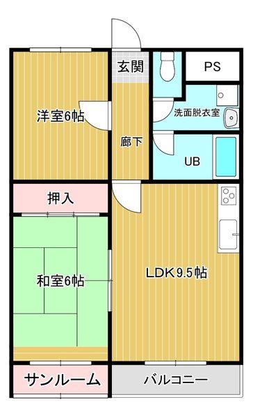 クレストフォルム上冨居(2LDK/3階)の間取り写真