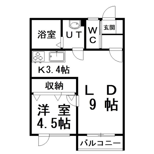 ヒルズ・グランフォーレ(1LDK/3階)の間取り写真