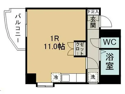 リシャール宮城野(ワンルーム/3階)の間取り写真