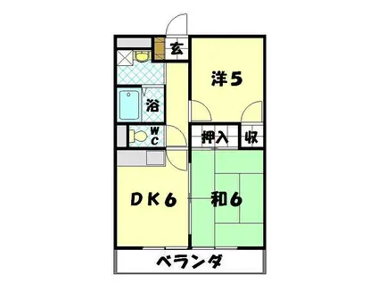 アネックス沢(2DK/1階)の間取り写真