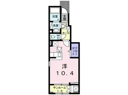 グリーンパークII(ワンルーム/1階)の間取り写真