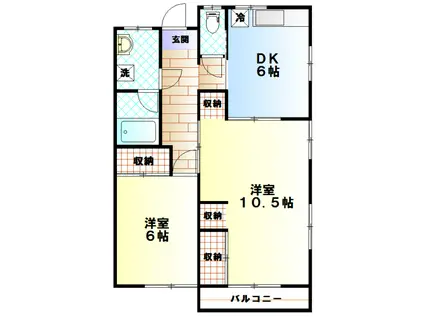 コーポアストリアA(2DK/2階)の間取り写真