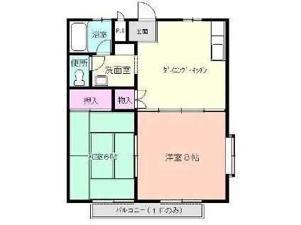 ハウスポートII(2DK/2階)の間取り写真