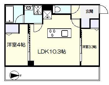 ドゥーエ王子神谷(2LDK/1階)の間取り写真