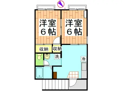 ハウスT(2DK/2階)の間取り写真