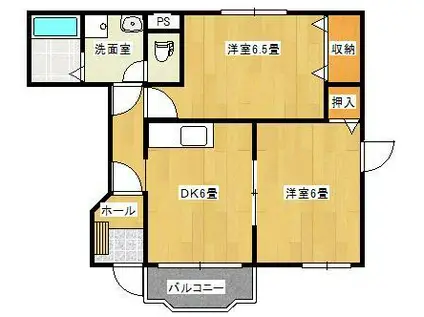 ラバーズウィングA(2DK/1階)の間取り写真