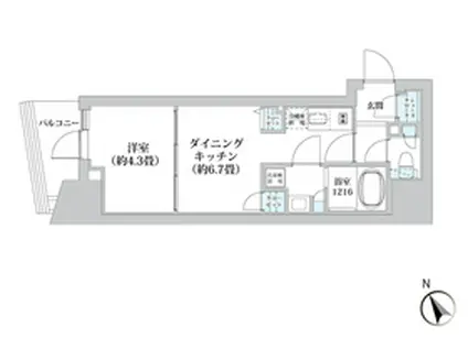 ライオンズフォーシア五反田(1DK/8階)の間取り写真