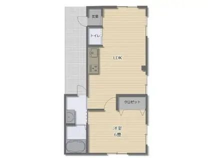 三谷ビル(1LDK/2階)の間取り写真