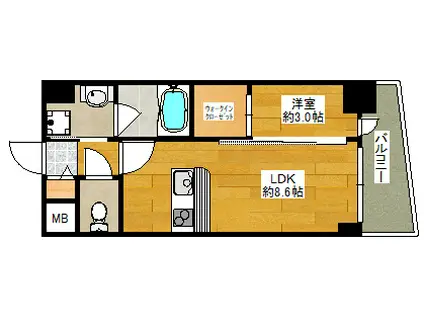 セレニテ江坂グランデ(1LDK/2階)の間取り写真