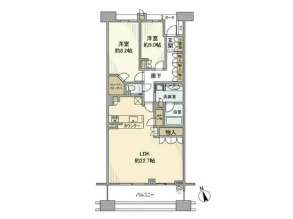 港北センターヒルズC棟(2LDK/4階)の間取り写真