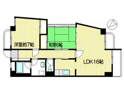 グランデュール向ヶ丘(2LDK/4階)の間取り写真