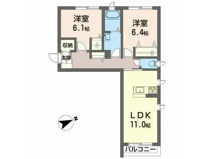 シャーメゾン グランチェスタ(2LDK/2階)の間取り写真