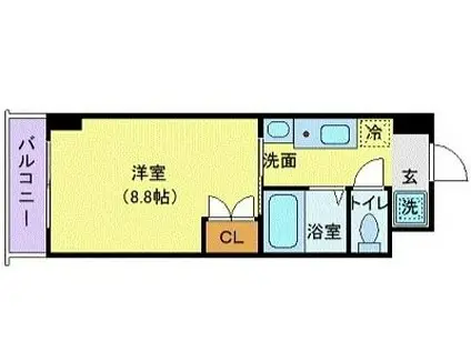 ヴァントゥール本厚木(1K/7階)の間取り写真