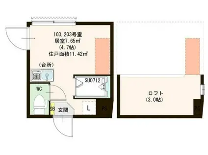 MIURA-III(ワンルーム/2階)の間取り写真