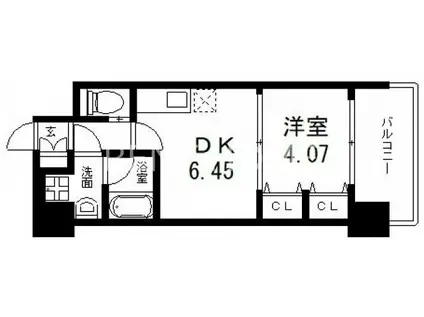 プレジオ布施EURO(1DK/11階)の間取り写真