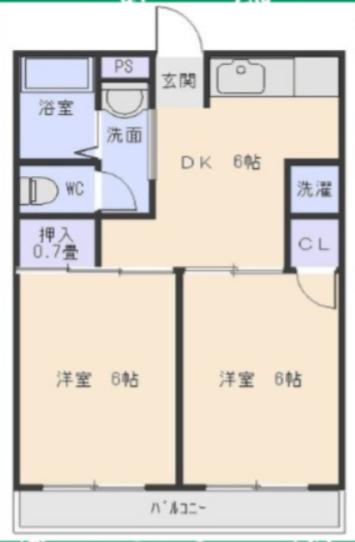 佐藤第一ビル(2DK/4階)の間取り写真