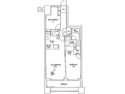 バースシティ横浜大通公園(1SLDK/8階)の間取り写真