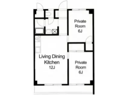 ニューキャッスル中野(2LDK/1階)の間取り写真