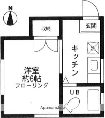 ビラ湘南(1K/2階)の間取り写真