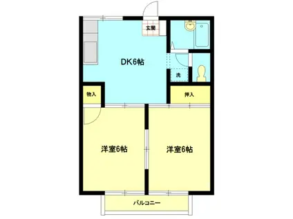 グリーンコーポ(2DK/2階)の間取り写真