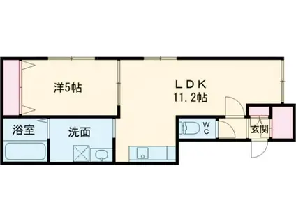 LANA C棟(1LDK/1階)の間取り写真