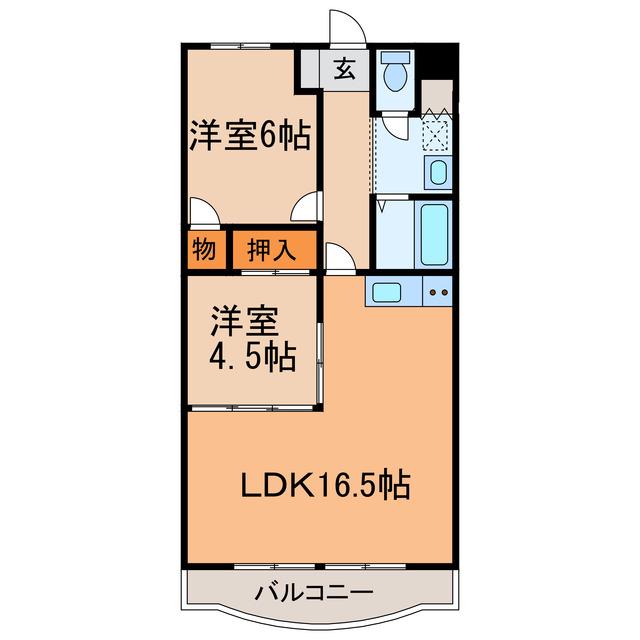 KIソシアI(2LDK/2階)の間取り写真