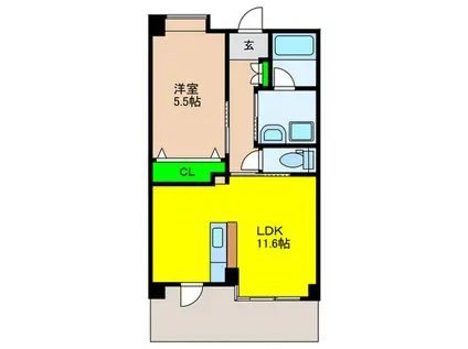 CASA FELICE梅光園 (1LDK/3階)の間取り写真