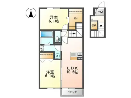 アクシィヴIV(2LDK/2階)の間取り写真