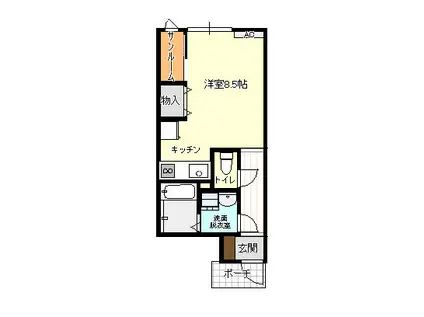 アバンティ安養坊(ワンルーム/1階)の間取り写真