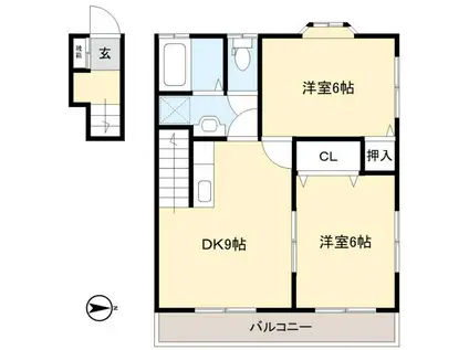 ラ・フォーレ122(2DK/2階)の間取り写真