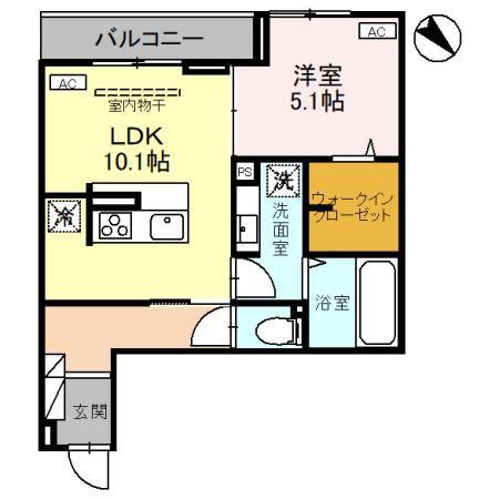 ノーブルヴィラ上尾(1LDK/2階)の間取り写真