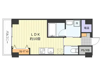 ベルトゥール東口(ワンルーム/10階)の間取り写真