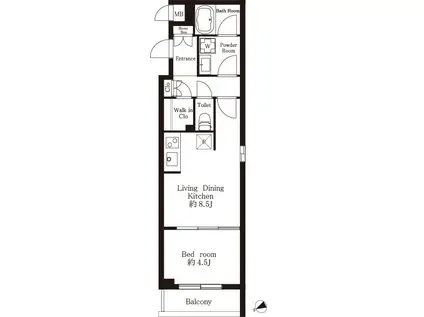プリンセスライン東長崎(1LDK/2階)の間取り写真