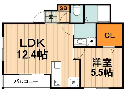 PONTE.U(1LDK/1階)の間取り写真