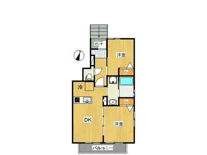 ヴィラロイヤル滝野川(2DK/1階)の間取り写真