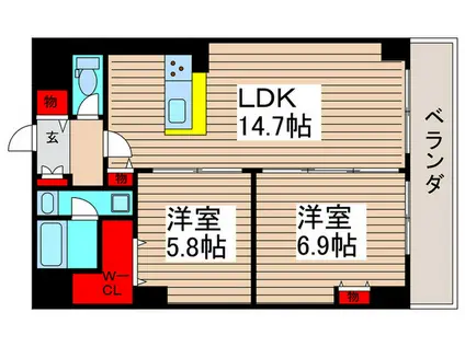カスタリア西船橋II(2LDK/2階)の間取り写真
