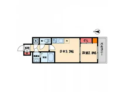 SERENITE本町REFLET(1DK/11階)の間取り写真