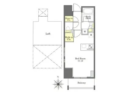 プライムメゾン恵比寿(ワンルーム/12階)の間取り写真